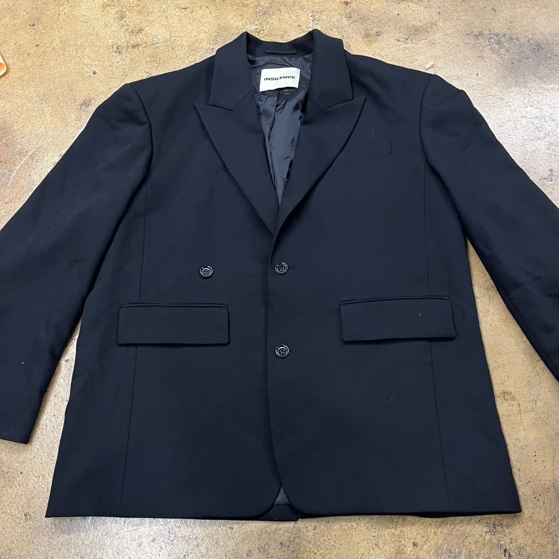 [정품/M] 인사일런스 블랙 더블 브레스티드 코트 b8 상품이미지3