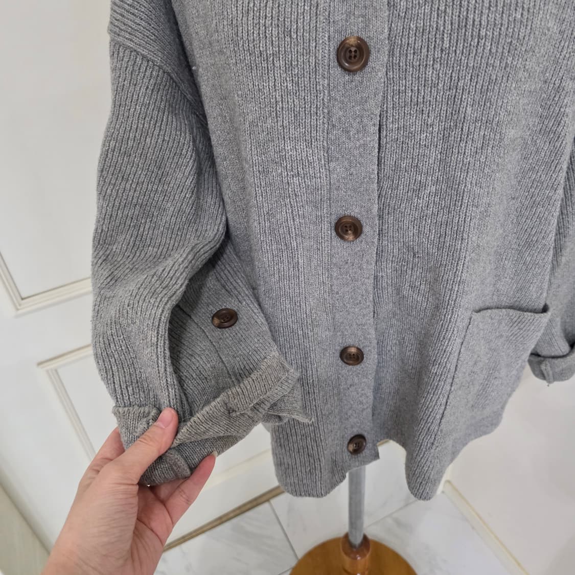 빈티지 그레이 모리걸 니트골지 루즈핏 가디건 상품이미지2