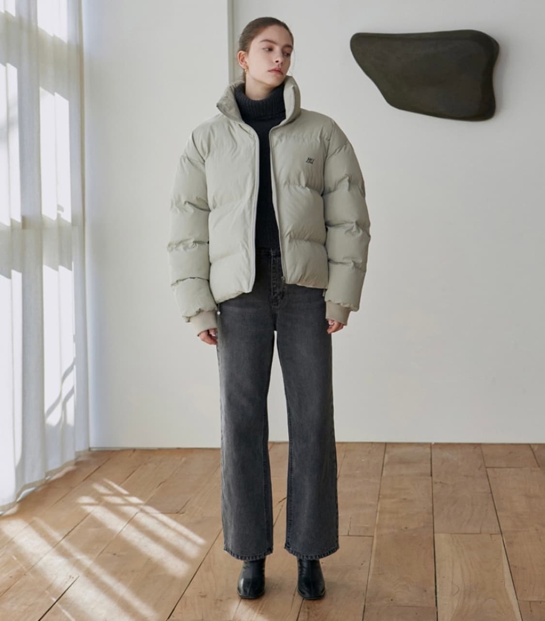 닉앤니콜 푸퍼 숏패딩 그레이 파카 경량패딩 상품이미지9