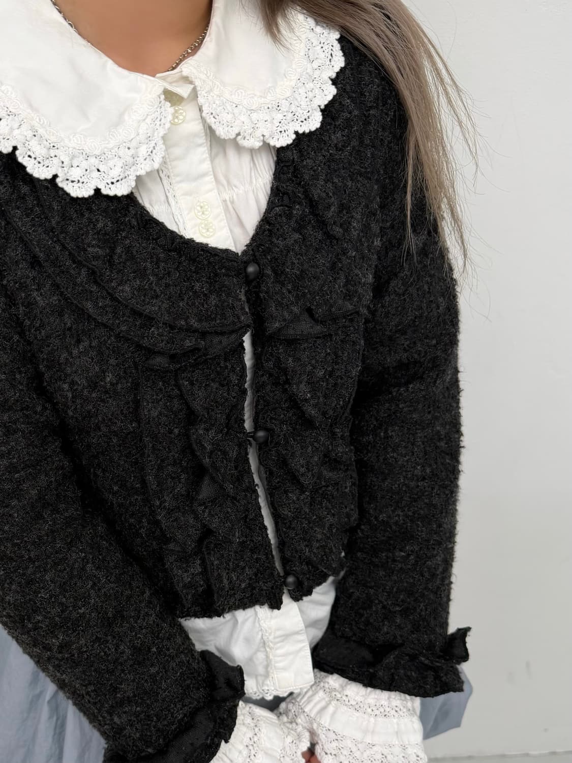 차콜 프릴 디테일 울 자켓 상품이미지2