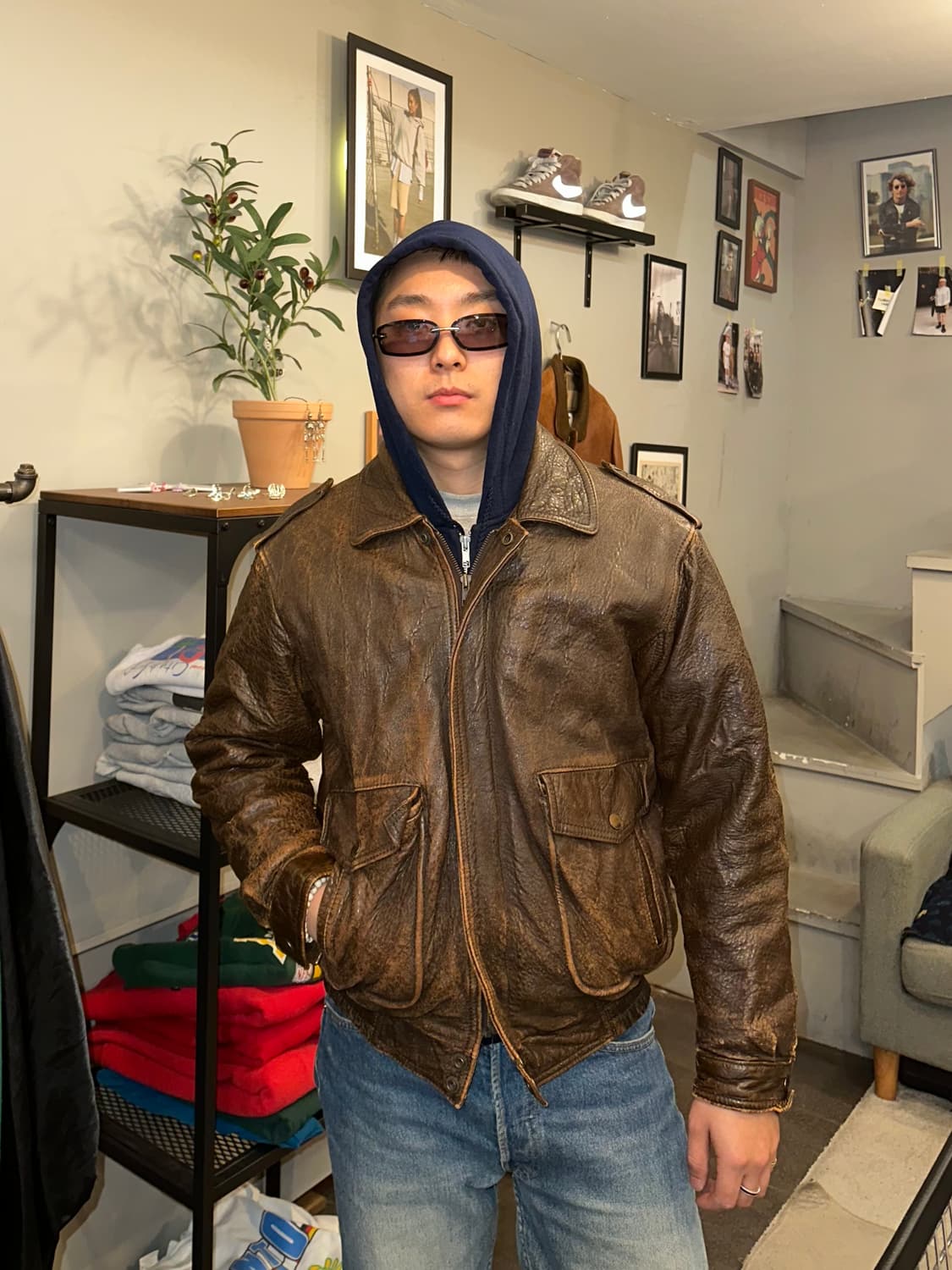 80’s Japanese cow-leather A-2 jacket 상품이미지3