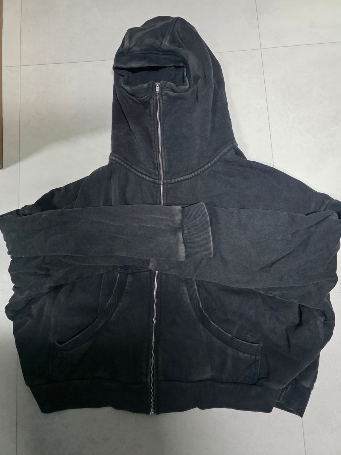 엔타이어스튜디오 풀 집 워시드 블랙  후드 후디 M사이즈 상품이미지2