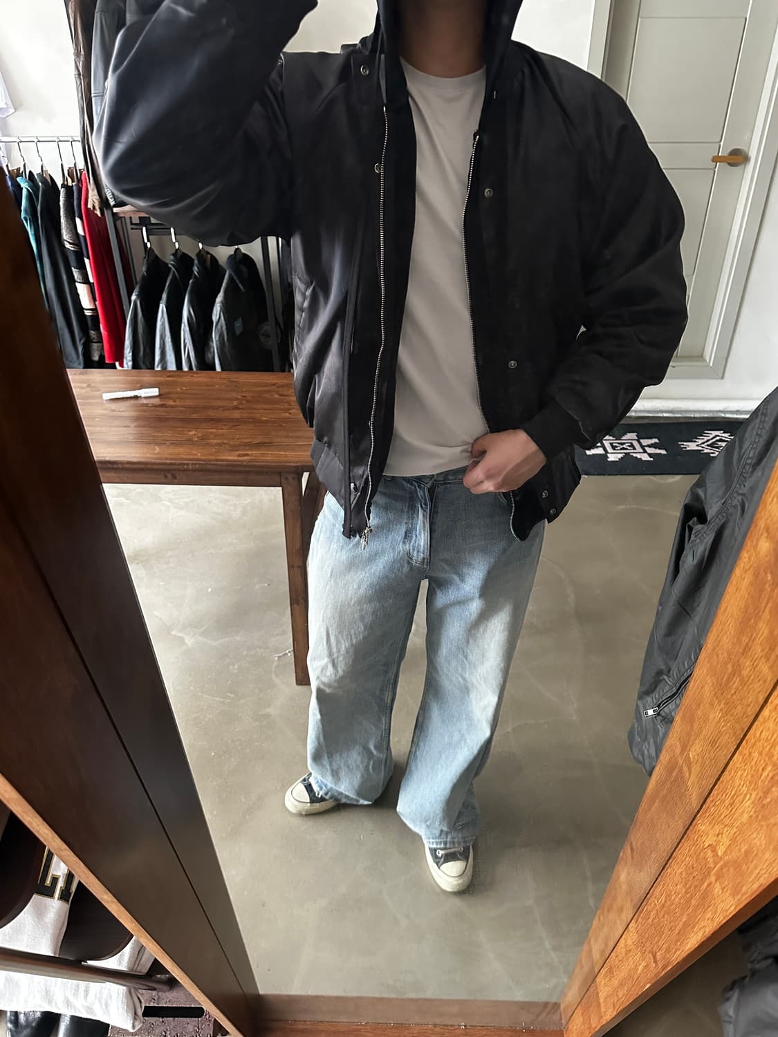 Doshia Vintage Satin Varsity Jacket 상품이미지4