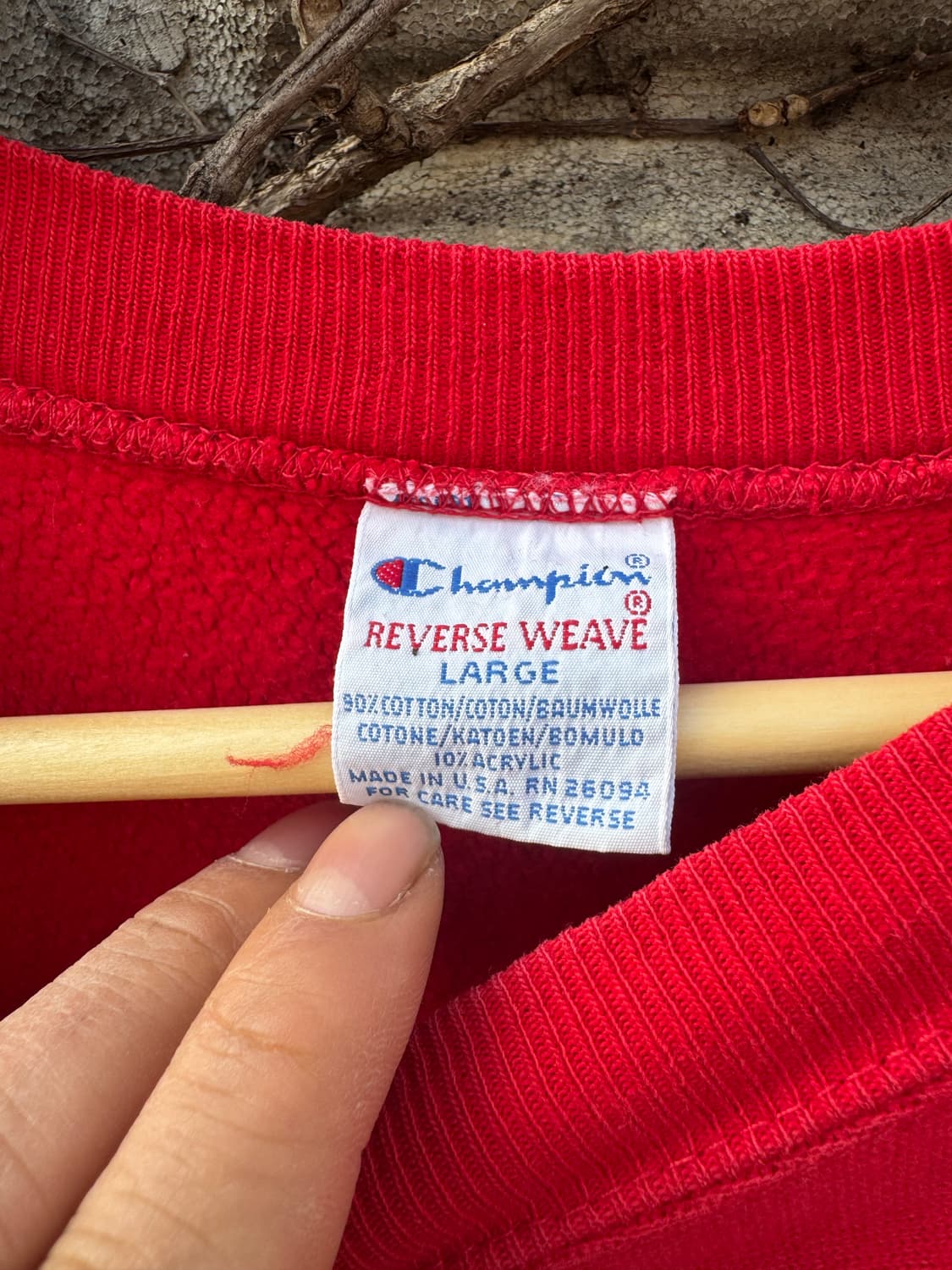 90s 챔피온 usa 빈티지 리버스위브 자수 스웻 셔츠 맨투맨 레드 상품이미지6