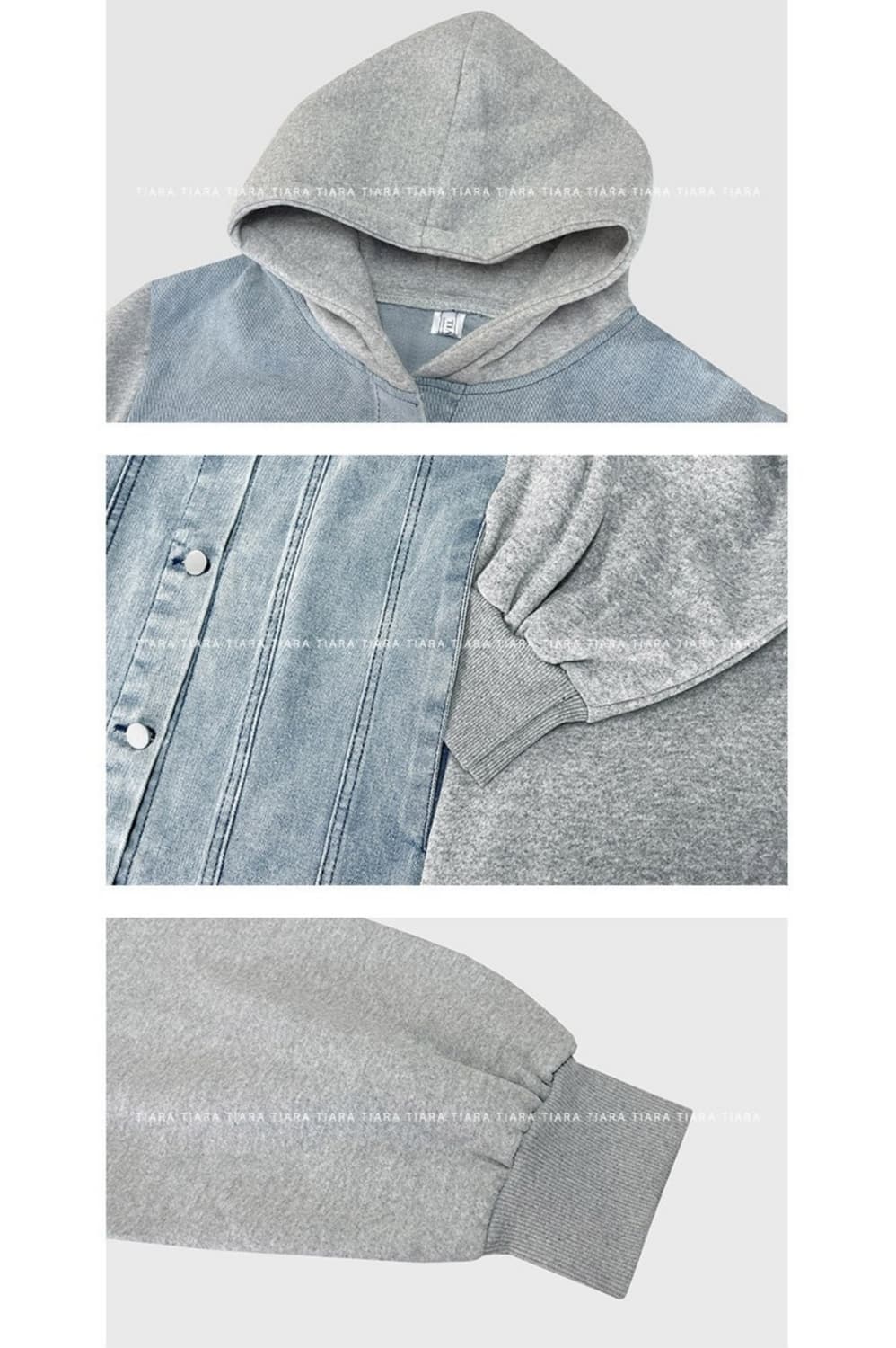 오버핏 후드 데님 롱 자켓 상품이미지7