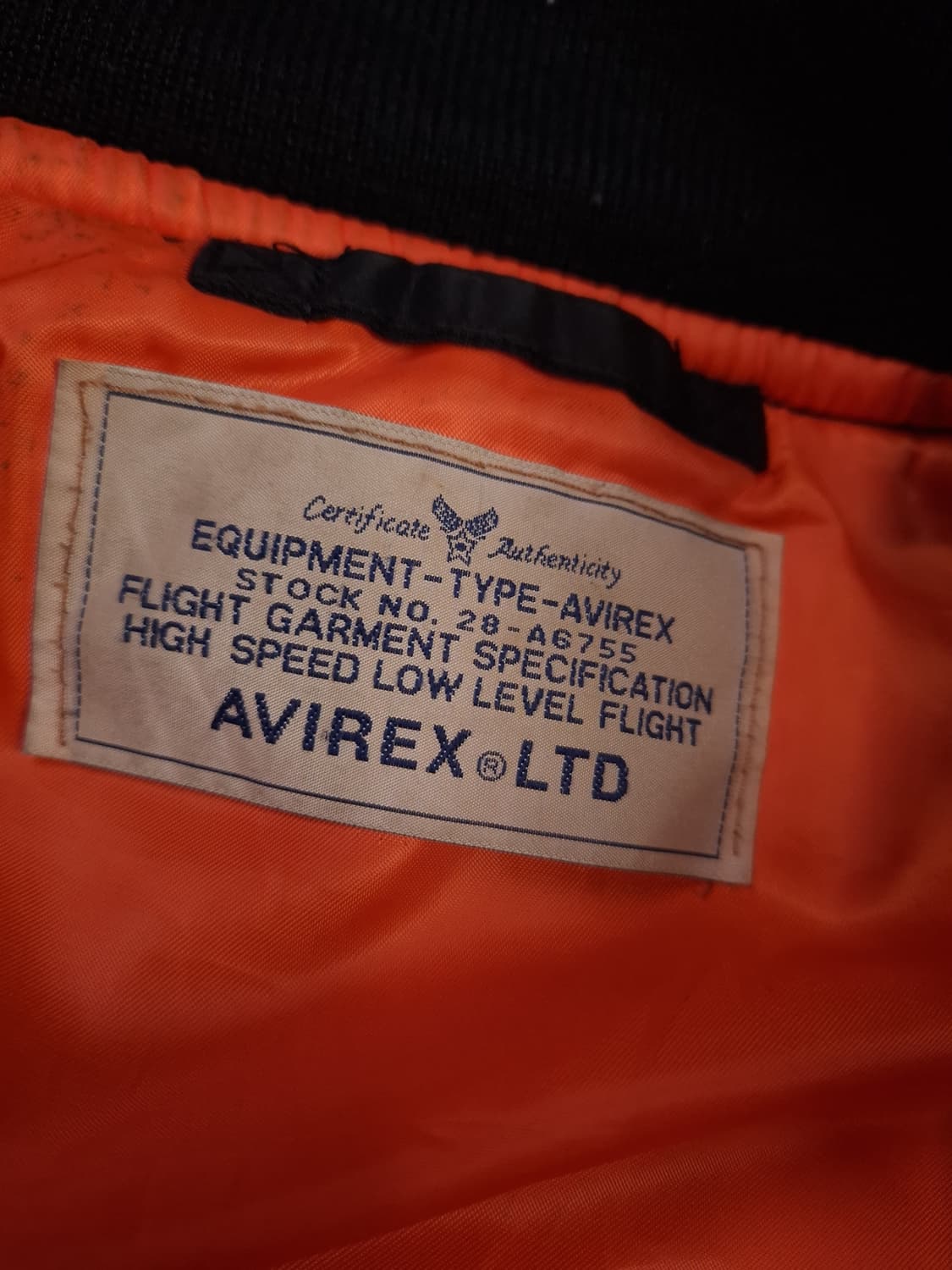 오리지날 아비렉스 플라잉 타이거즈 자수 MA-1 항공자켓 상품이미지6