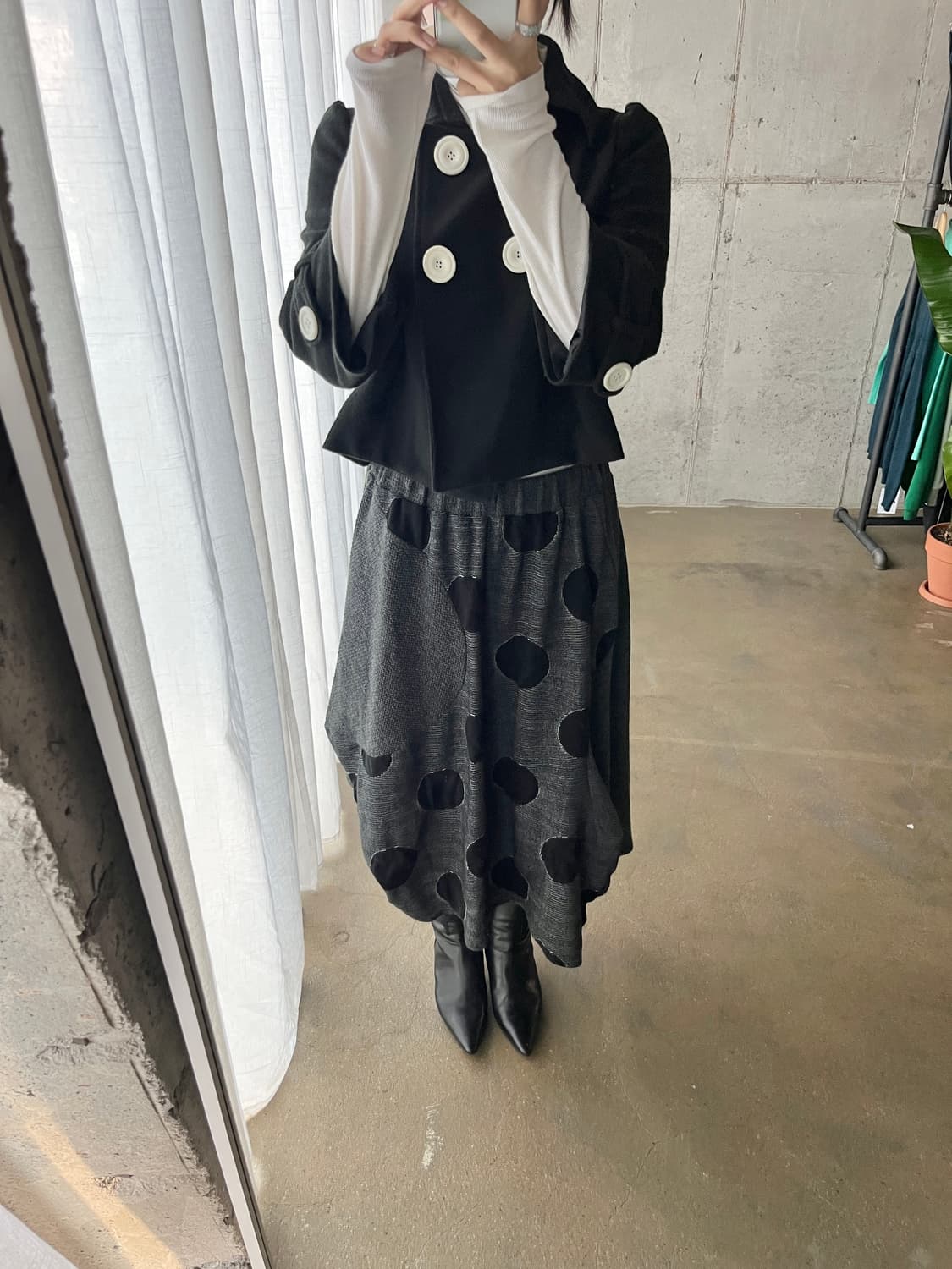 빅 도트 언발란스 스커트  상품이미지2