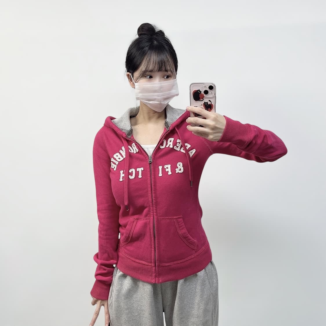 아베크롬비 아치 로고 후드집업 핑크 상품이미지1
