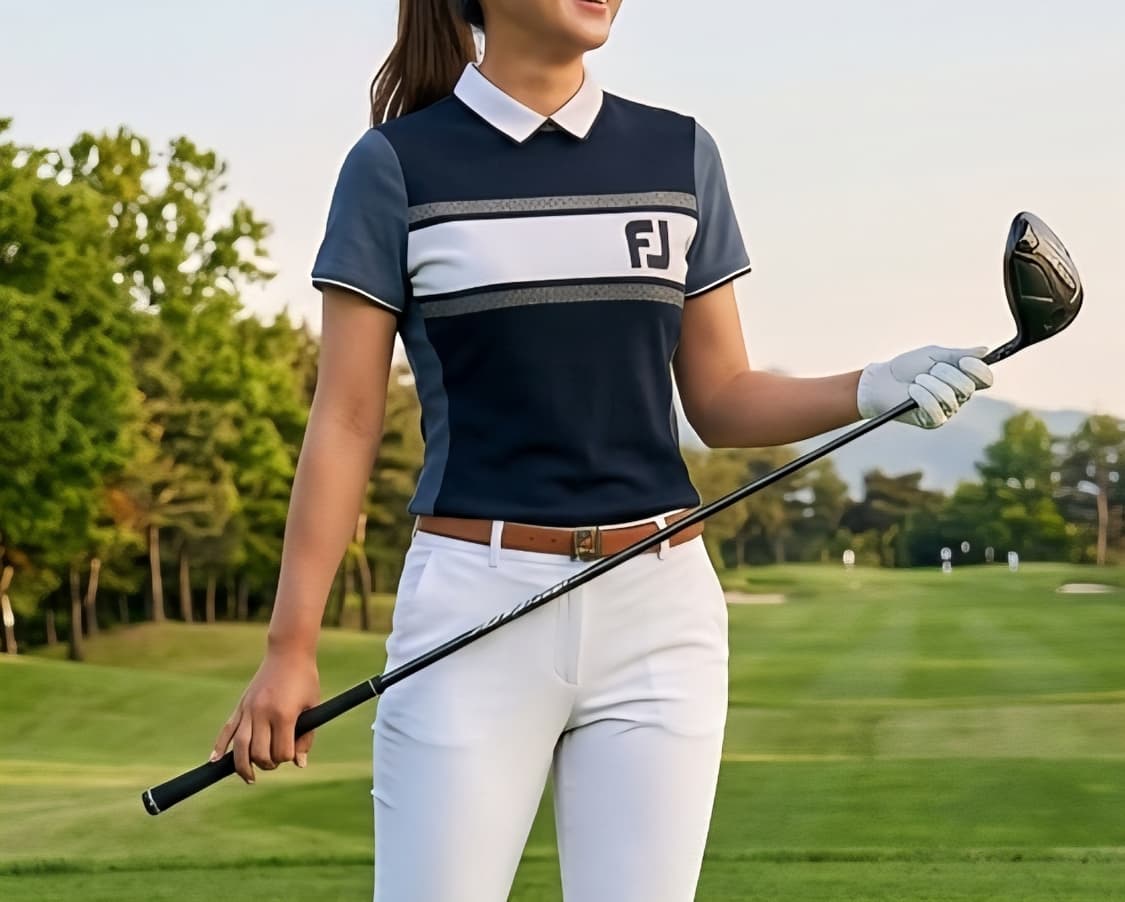 [90]풋조이 기능성 배색 스트라이프 반팔 카라티 상품이미지1