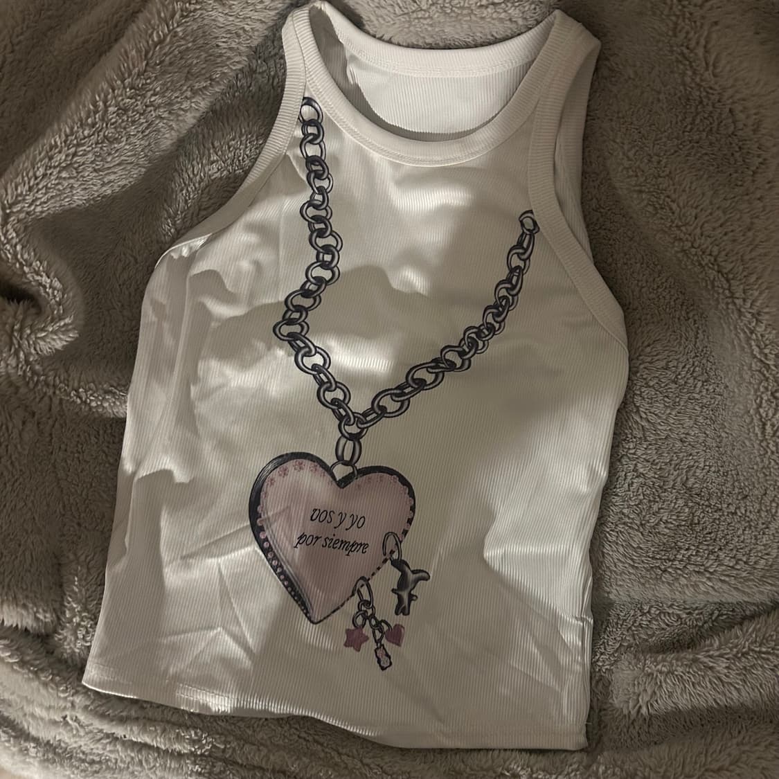 빈티지 y2k 프린팅 화이트 나시 탑 상품이미지1