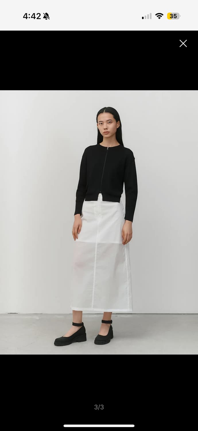 아모멘토 sheer long skirt white 상품이미지3