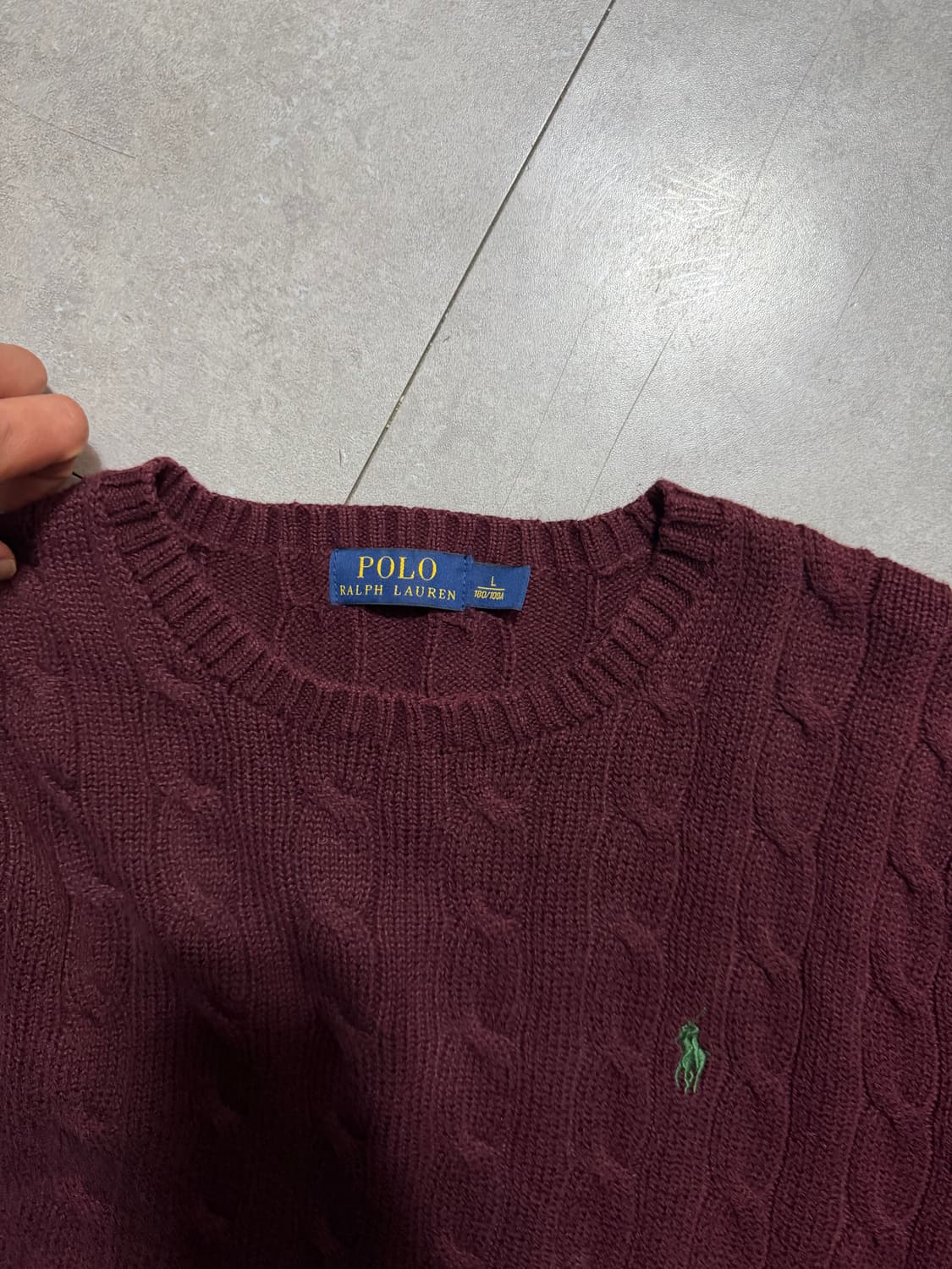 랄프로렌 폴로 버건디 케이블 빈티지 코튼 니트  100size   상품이미지5