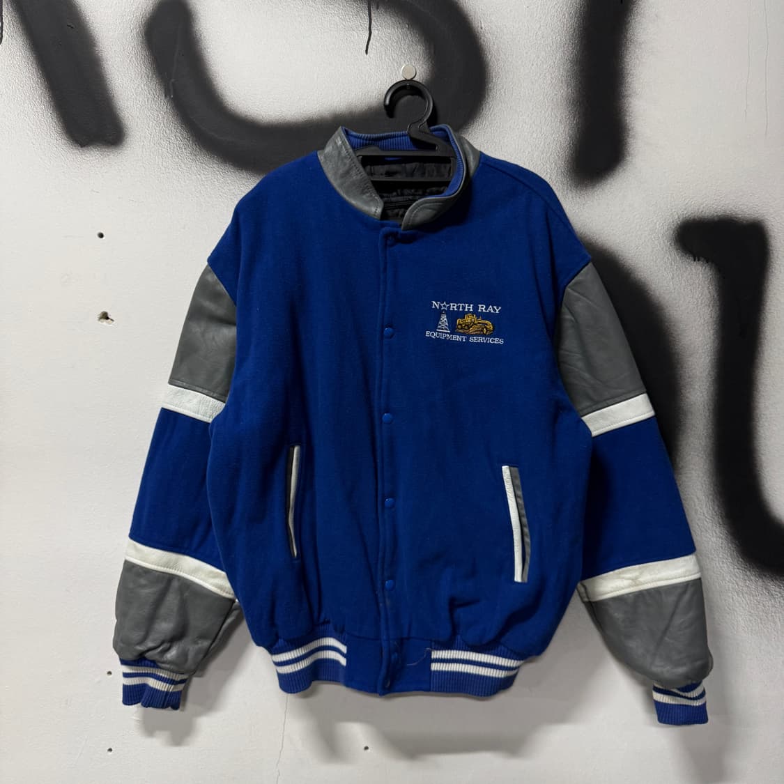 VTG 빈티지 빅사이즈 올드스쿨 울 혼방 소가죽 배색 바시티 자켓 상품이미지1