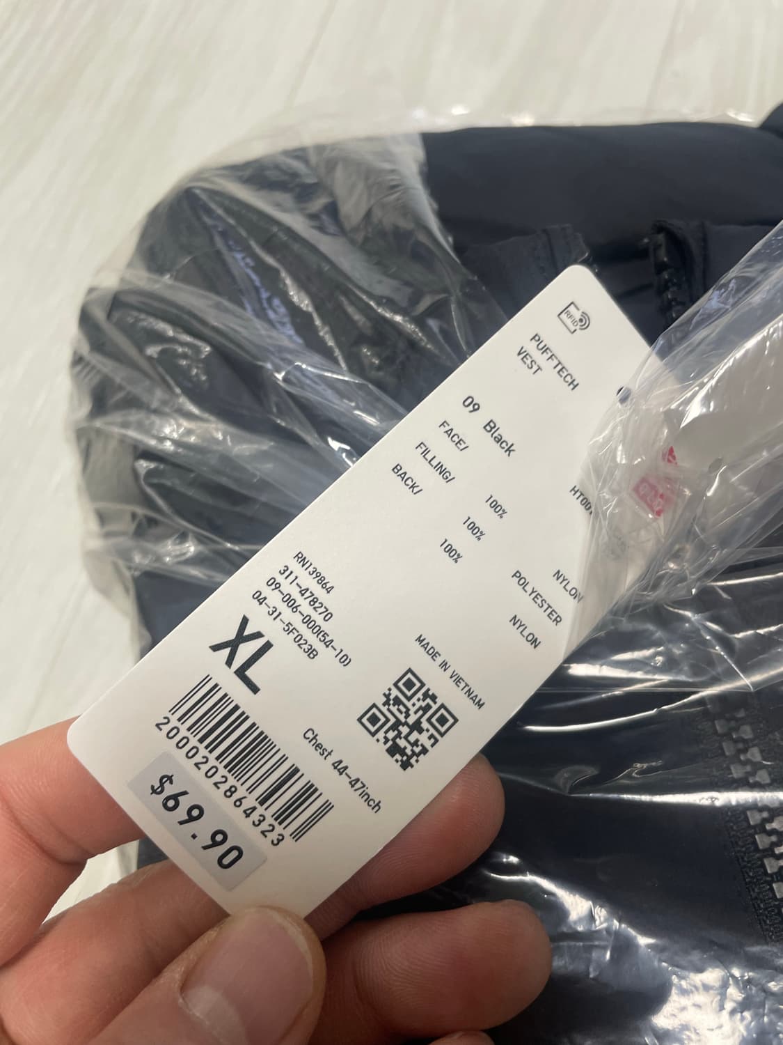 새상품 유니클로 퍼프테크 베스트 xl 블랙 상품이미지2