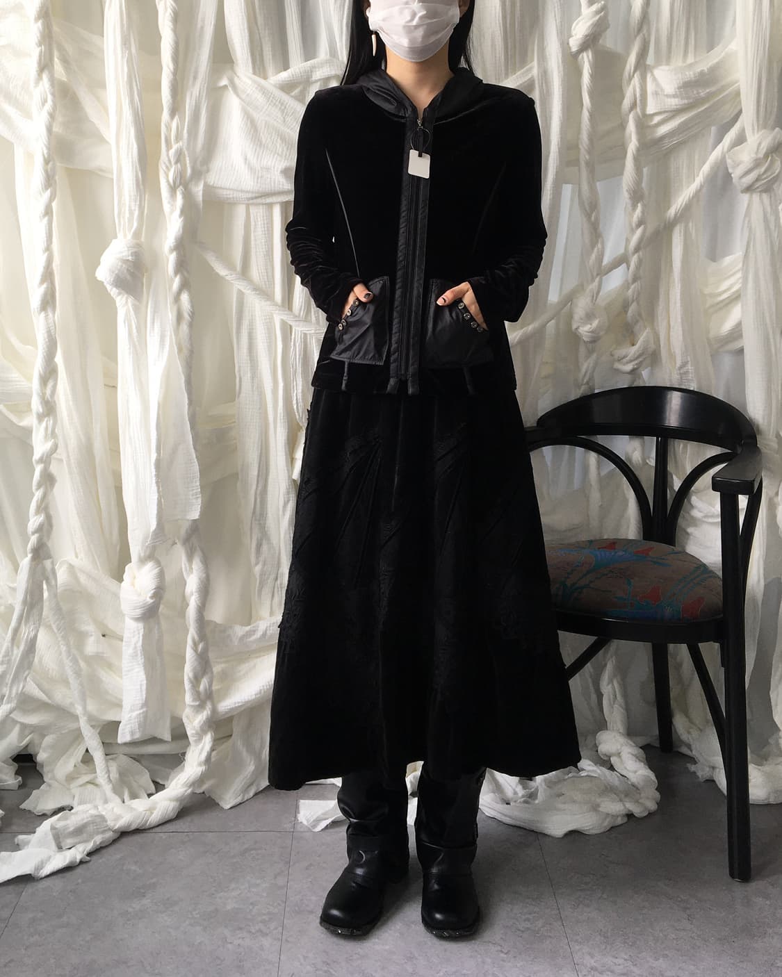 Glossy layer velvet hood zip up 상품이미지7
