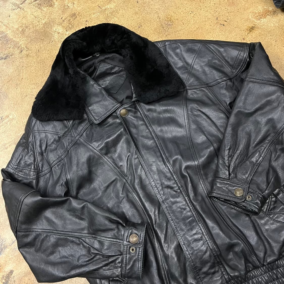 [정품/100] 프로스펙스 블랙 가죽 무스탕 자켓 b19 상품이미지1