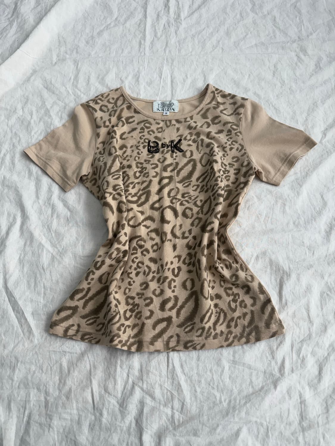 Y2k 갸루 호피 반팔탑 상품이미지1