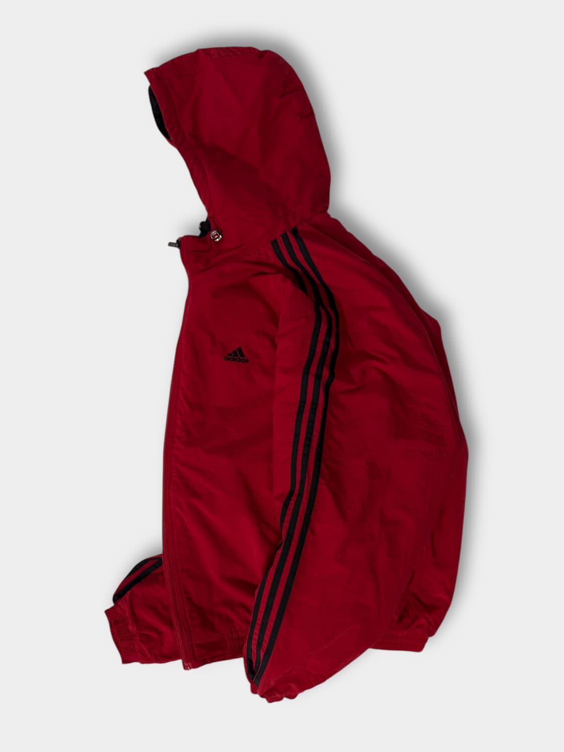 아디다스 오버사이즈 90‘s 다크레드 누빔 후드 점퍼 상품이미지2