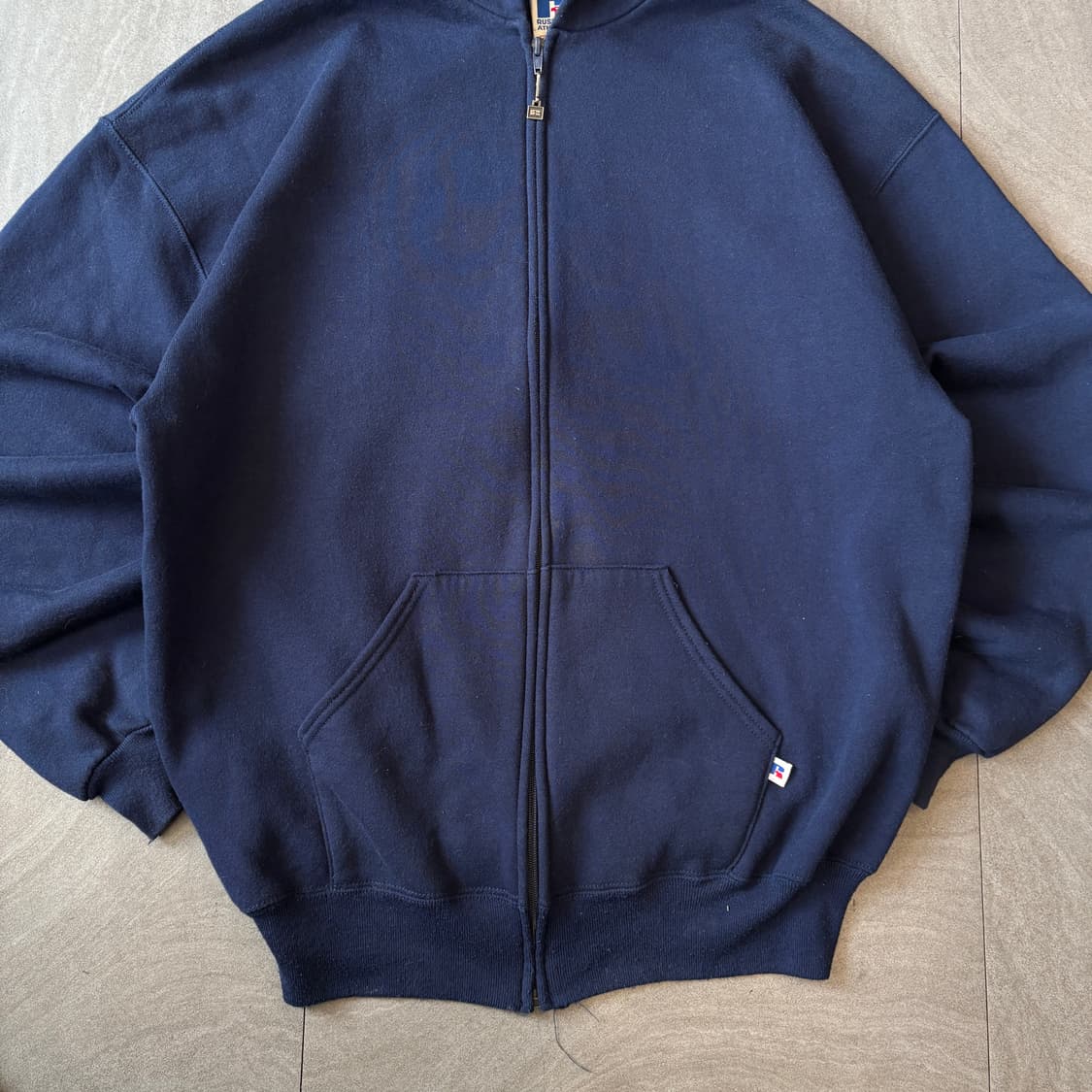 90s 90년대 미국 생산 러셀 블랭크 네이비 후드 집업  상품이미지4