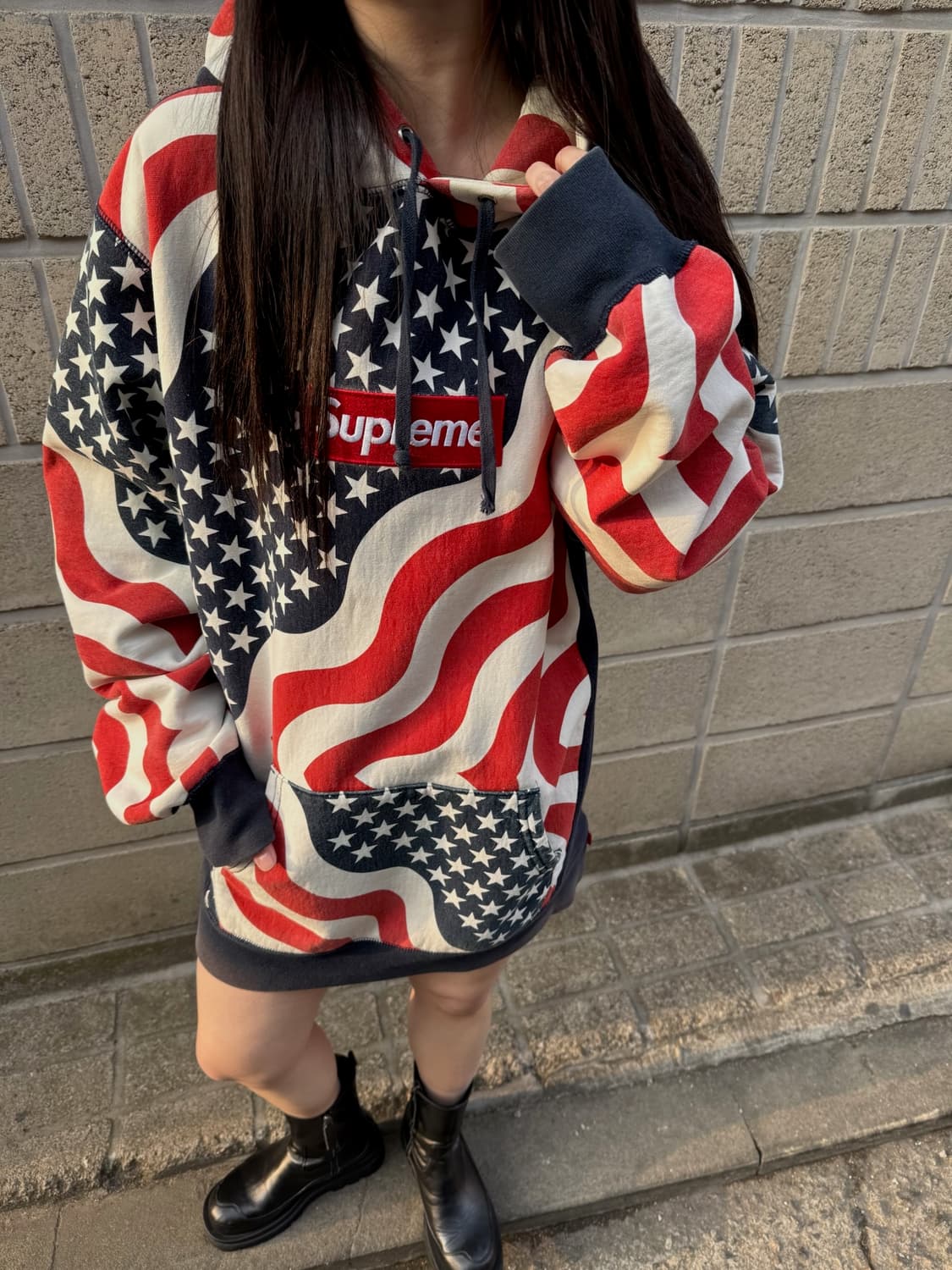 Supreme 14F/W 성조기 박스로고 후드티 상품이미지3