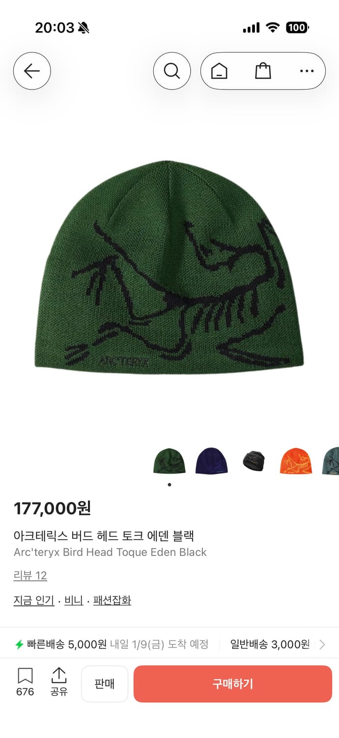 아크테릭스 버드 헤드 토크 에덴 비니 그린 상품이미지5