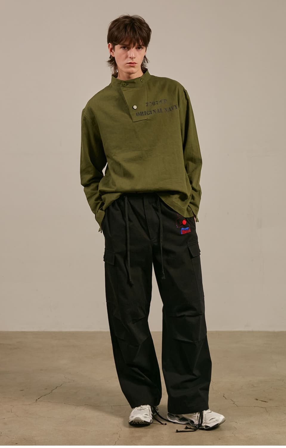 [COLLECTION LINE] 밀리터리 빈티지 로고 풀오버 셔츠 카키 상품이미지3