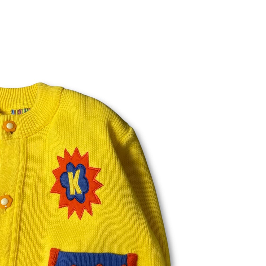 KALUSCA 키즈 옐로우 빈티지 패턴 포인트 니트 가디건 상품이미지2