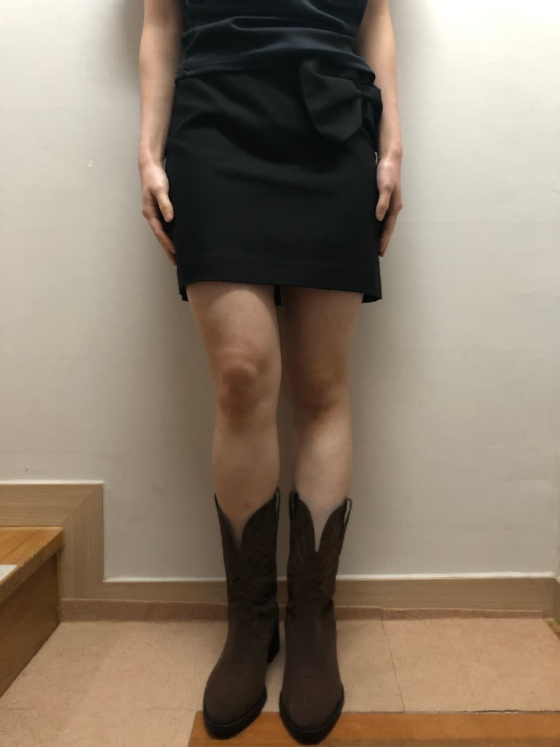 빈티지 블랙 리본 미니 스커트 상품이미지4