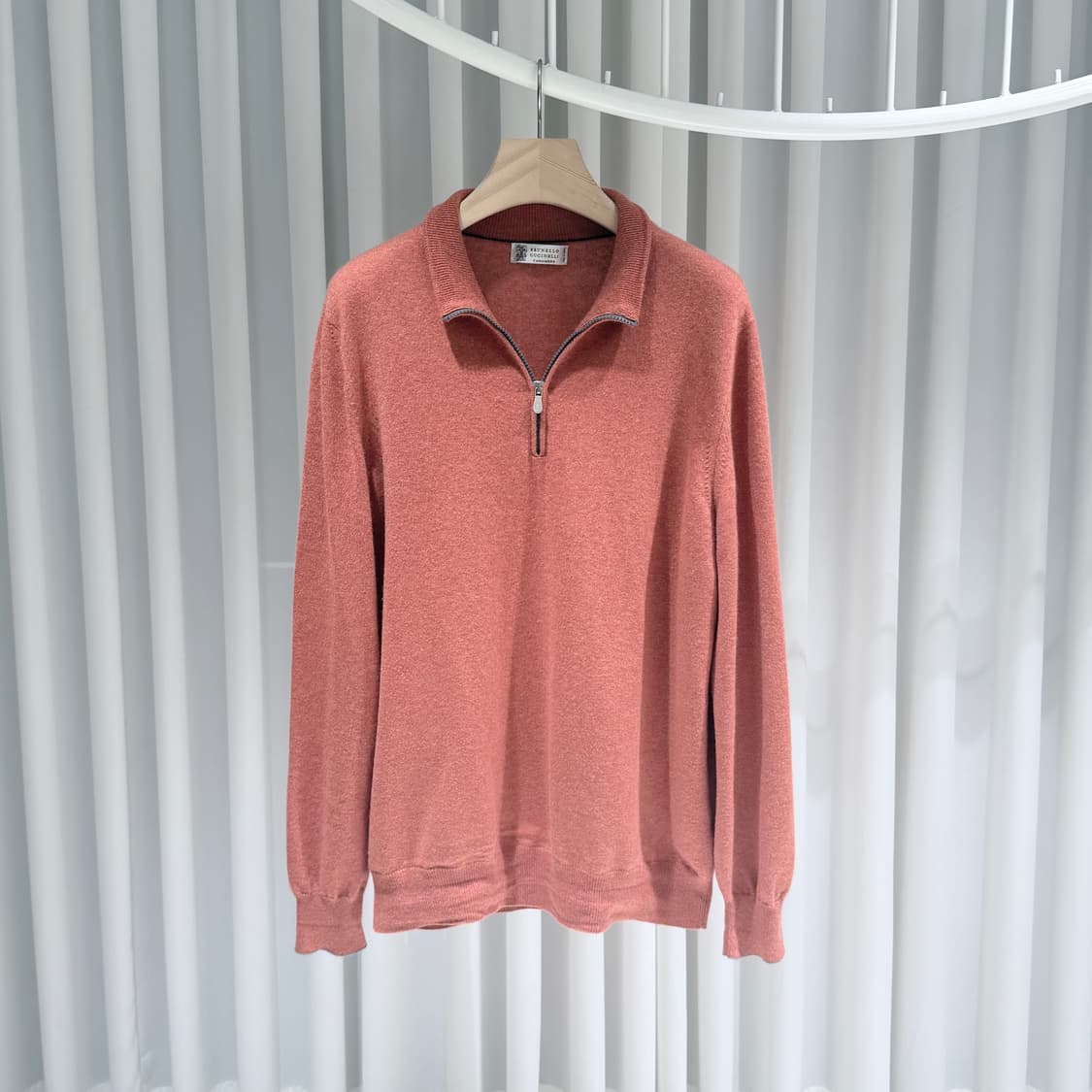 (A+/54) / 브루넬로쿠치넬리 캐시미어 니트 하프 집업 코랄 상품이미지1