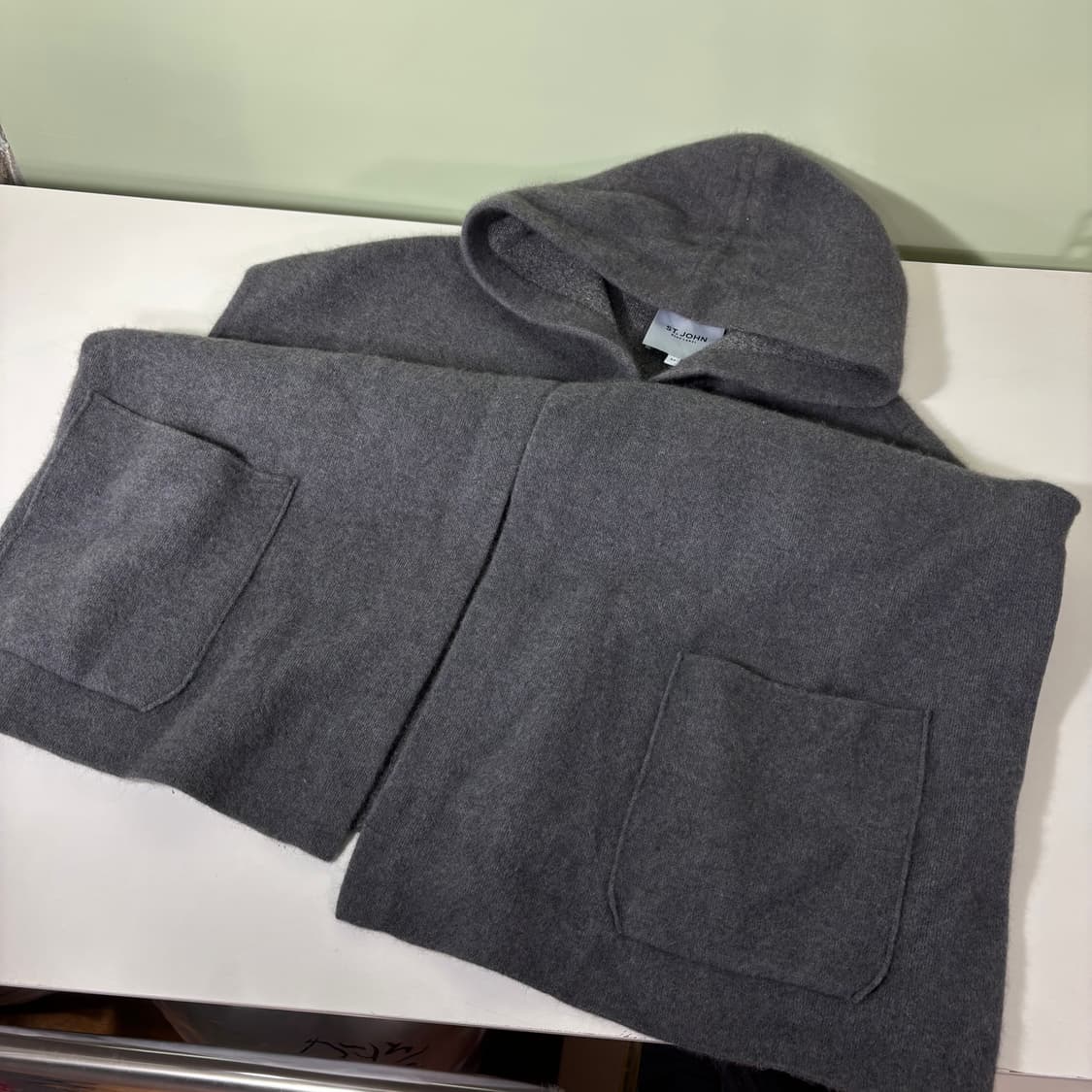 우먼FREE 세인트존 그레이 너구리털 후드 조끼 가디건 상품이미지2