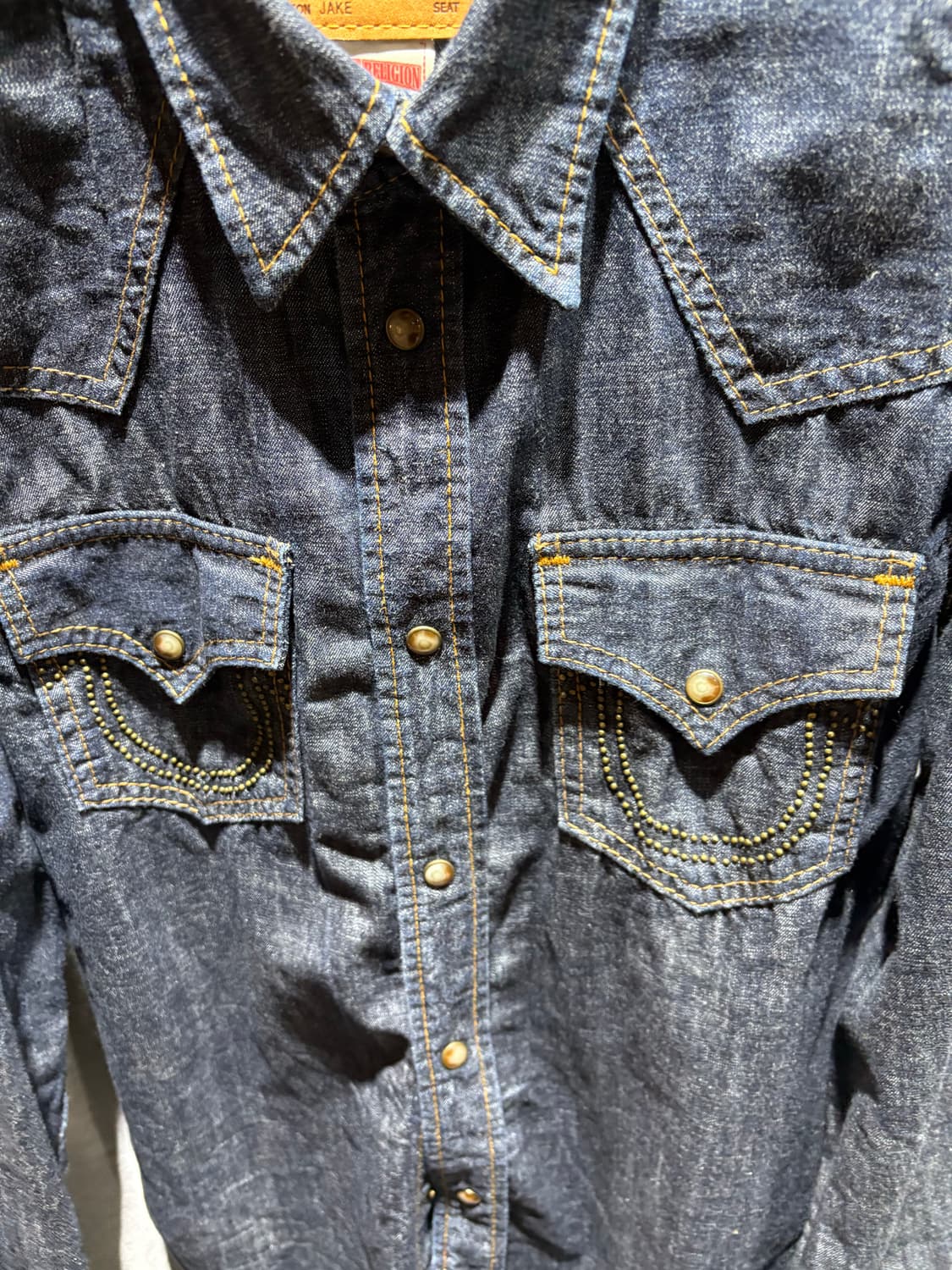 S 트루릴리전 투포켓 웨스턴 데님셔츠 상품이미지4