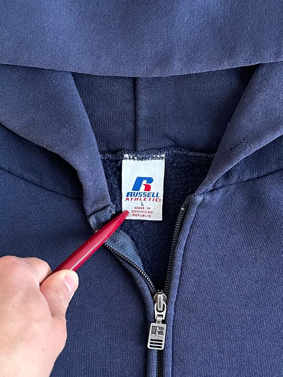 00s 빈티지 러셀 후드집업 네이비 L 상품이미지6