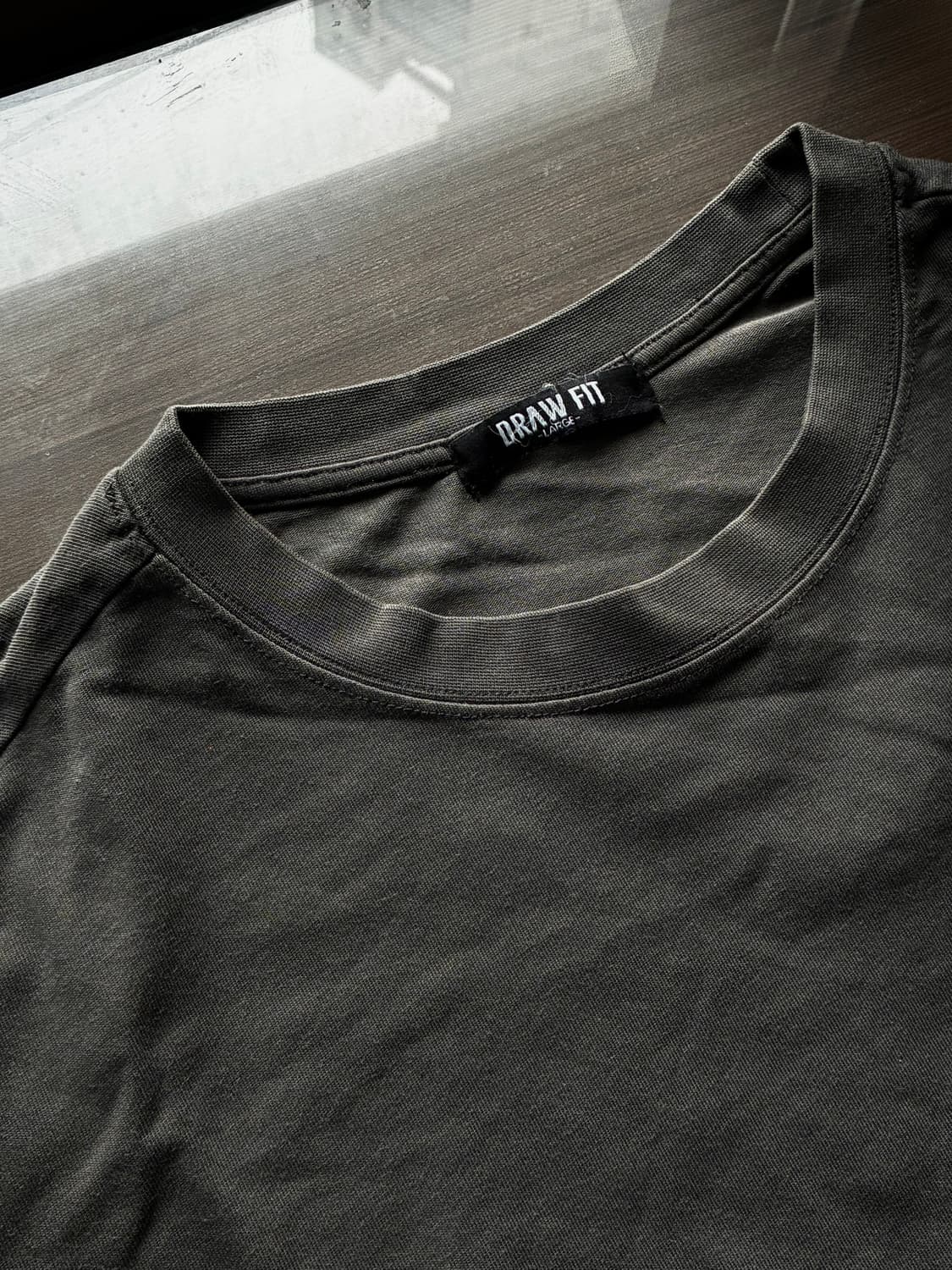(L) 드로우핏 헤일 코튼 크롭 하프 피그먼트 티셔츠 CHARCOAL반팔 상품이미지10