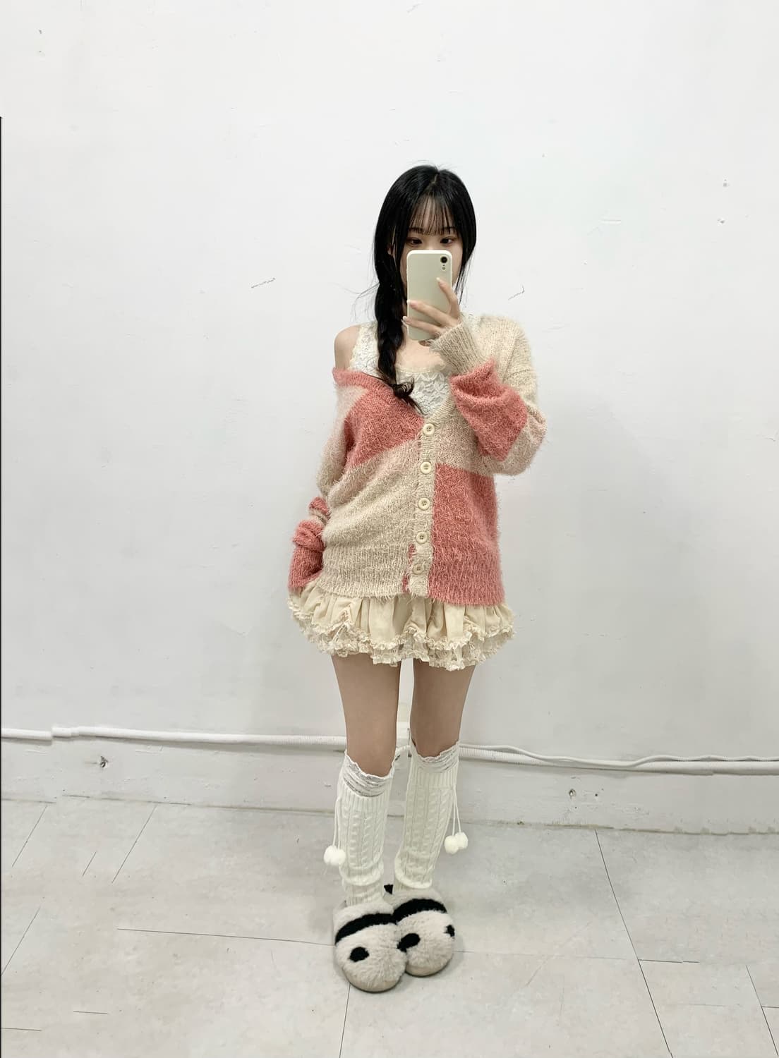 [AVAN LILY] 폭닥 로걀 핑크 아이보리 가디건 상품이미지2