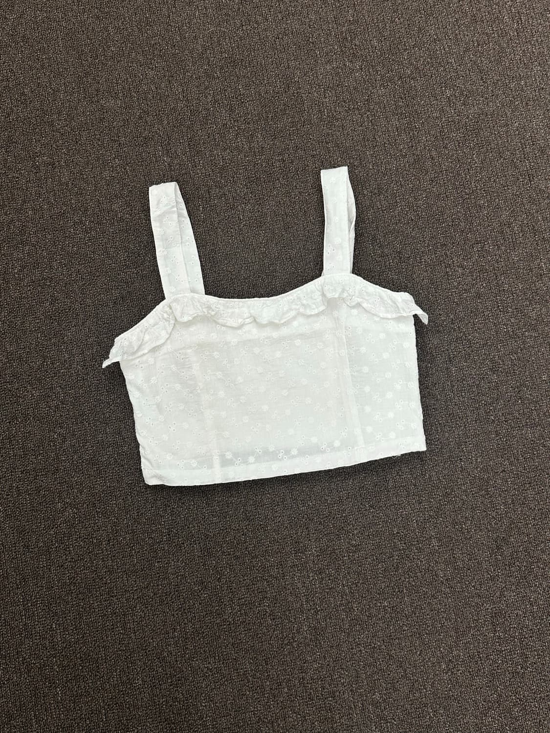 OS)Japanese vintage 여성 화이트 레이스 펀칭 나시 탑 상품이미지1