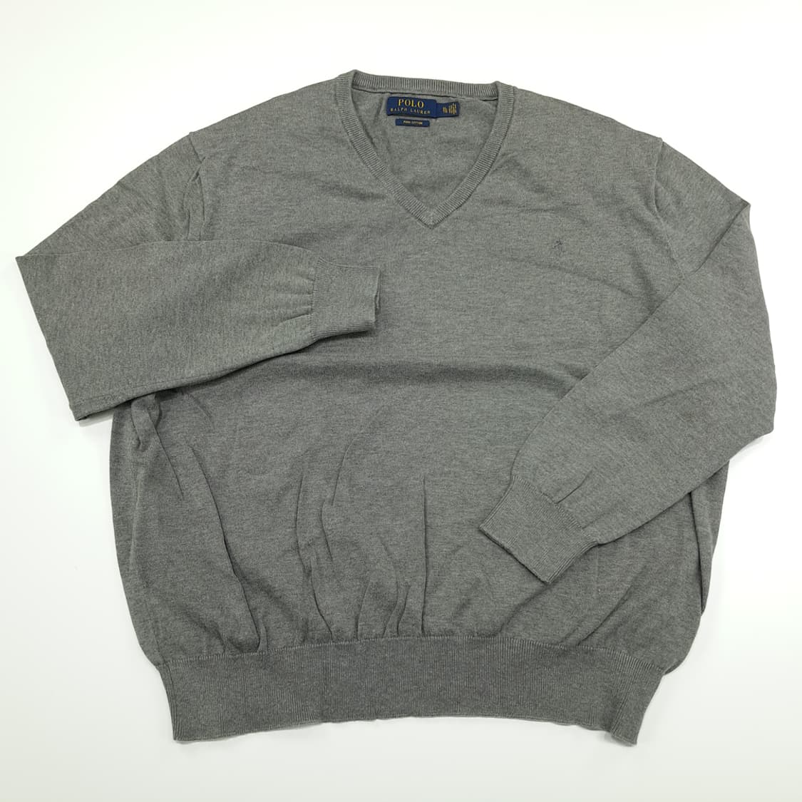 CN868 XL 폴로 랄프로렌 그레이 피마코튼 V넥 긴팔 니트 스웨터 상품이미지2