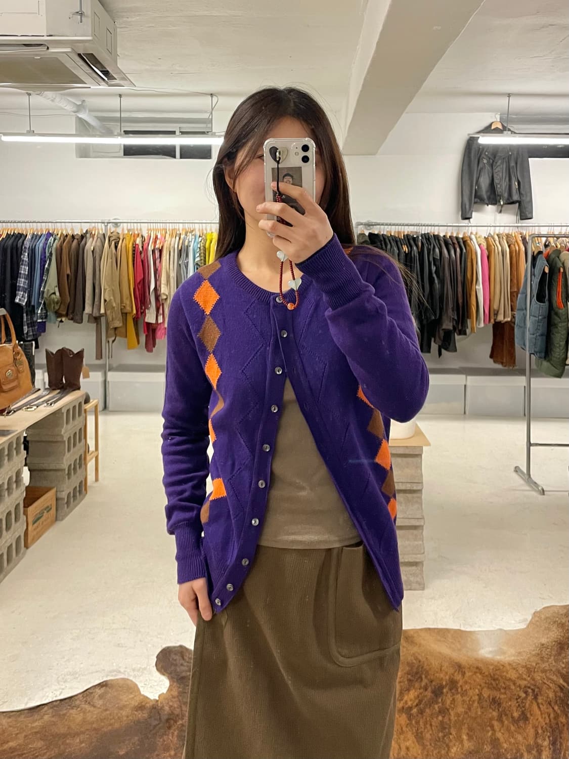 UNITED ARROWS agyle cardigan 아가일 울 가디건 상품이미지8