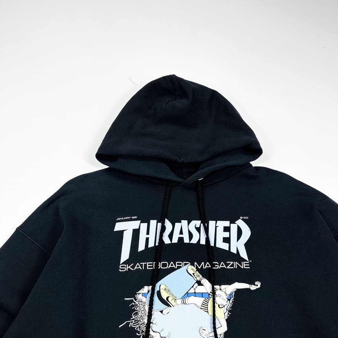 트레셔 스케이트보드 프린팅 블랙 후드티 (L) 상품이미지1