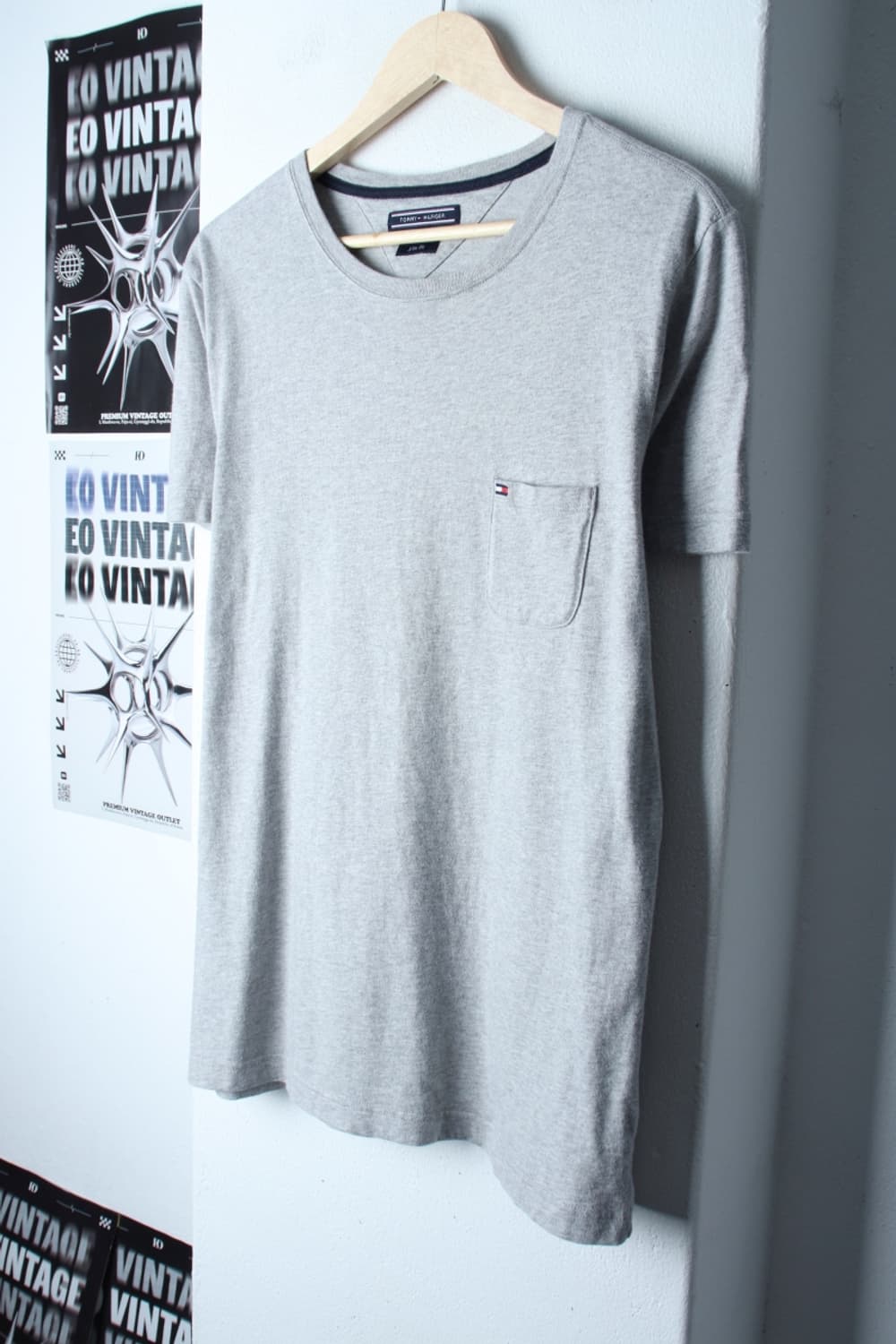 (L-XL) 타미힐피거 반팔 티셔츠 포켓 그레이 올드스쿨-H30131 상품이미지1