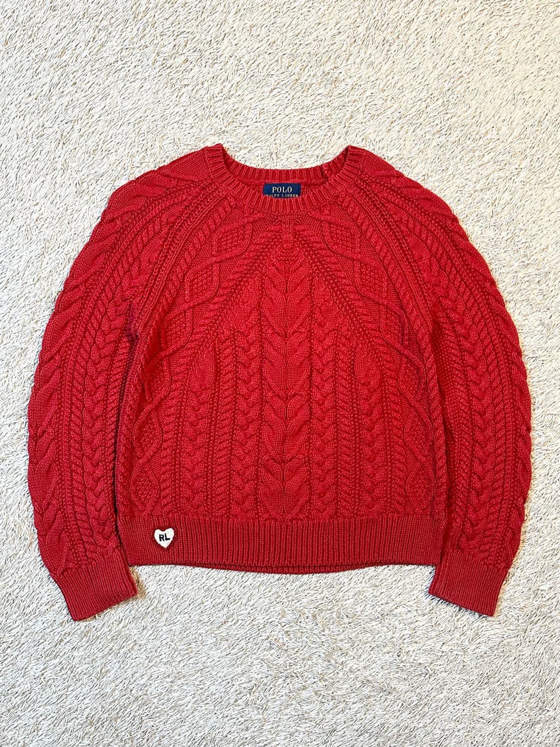 폴로 랄프로렌 신형 RL 하트로고 케이블 코튼 꽈배기 니트 상품이미지1