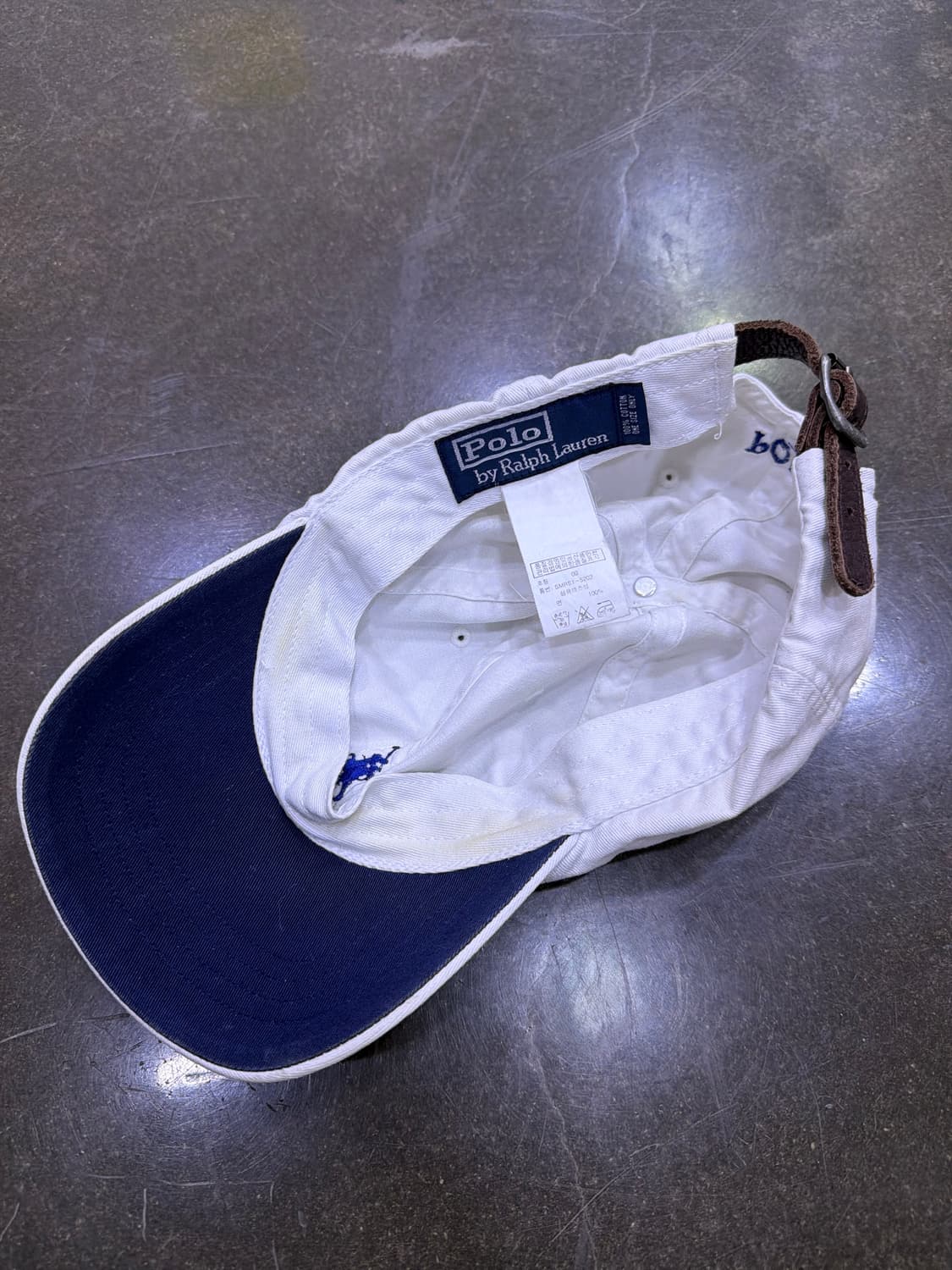 폴로 랄프로렌 포니 자수 가죽 벨트 캐쥬얼 볼캡 화이트 상품이미지5