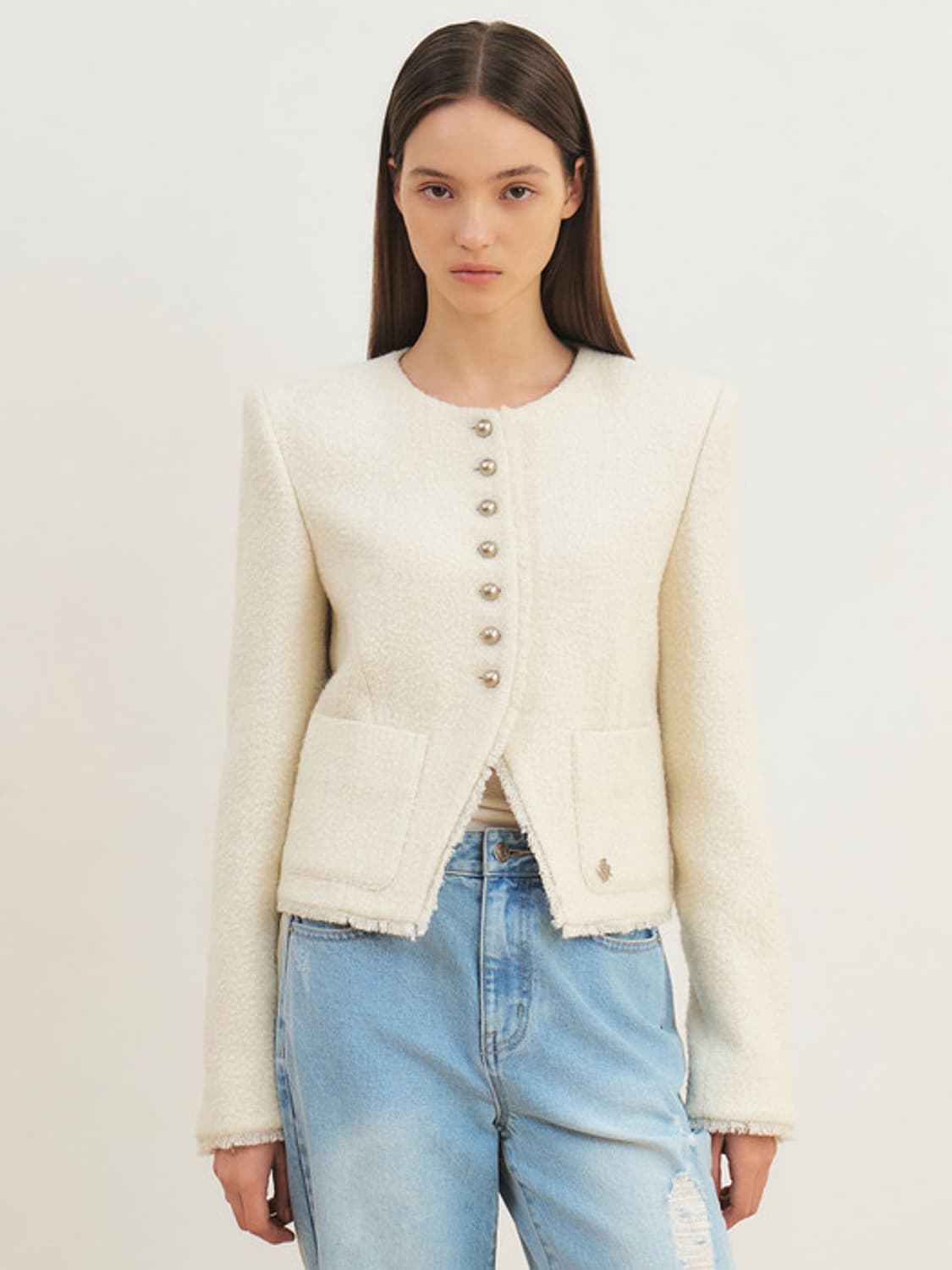 시티브리즈 리브르 울 트위드 자켓 아이보리 상품이미지4