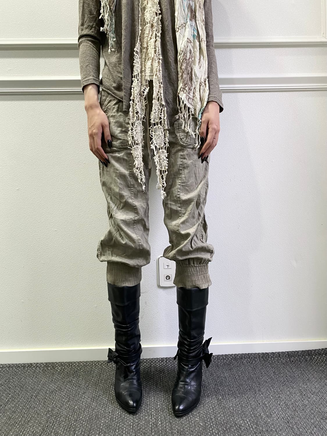 2000s Girl Ribbon Detail High Leather Bo 상품이미지6