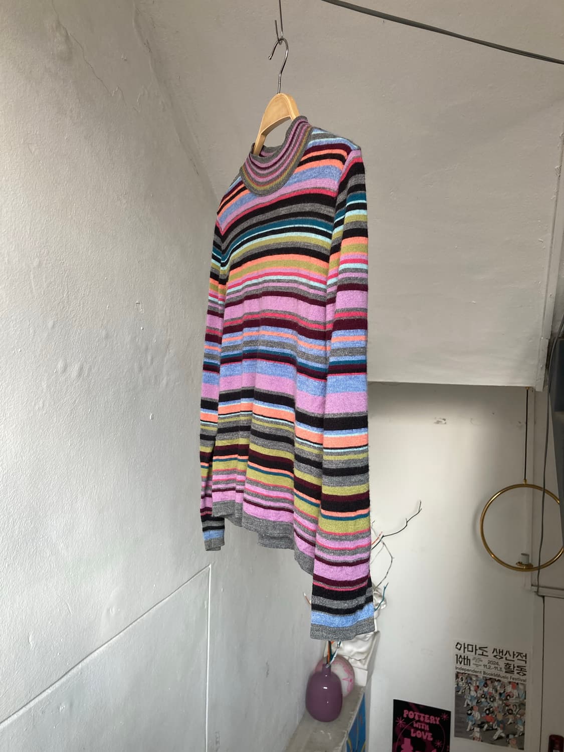 알록달록 무지개 하프넥 스트라이프 니트 상품이미지5