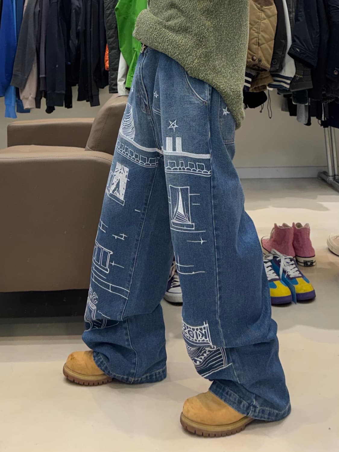 키드슈퍼스튜디오 자수 그래픽 데님팬츠 상품이미지7