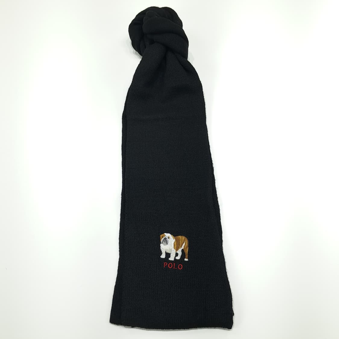 MX232 폴로 랄프로렌 블랙 불독 자수 니트 목도리 머플러 상품이미지1
