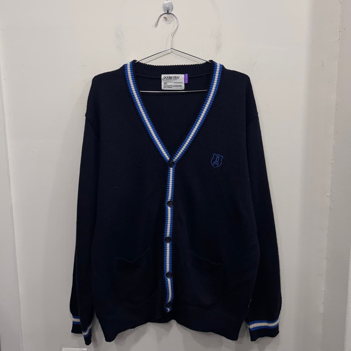 더블스틸 재팬 자수로고 울 브이넥 니트 가디건 상품이미지2