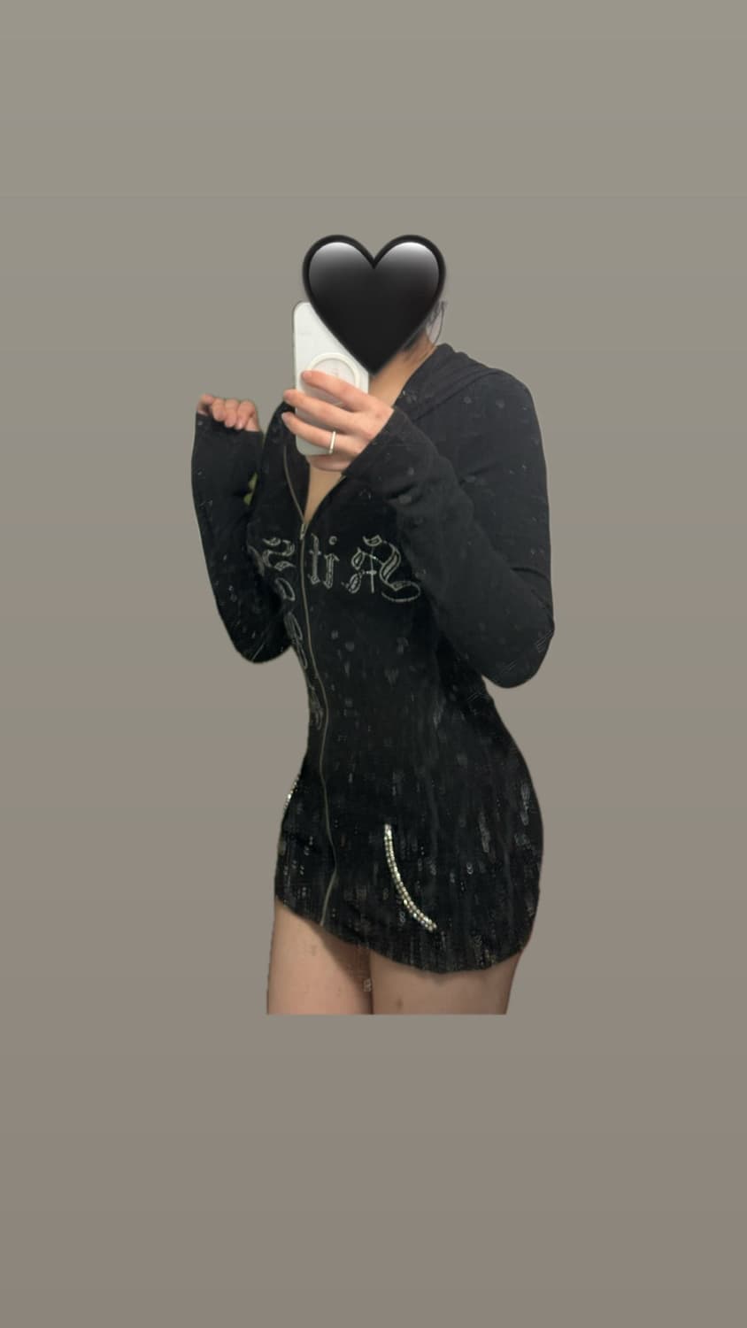kitson 빈티지 펑크 롱슬리브 블랙 미니원피스 상품이미지1