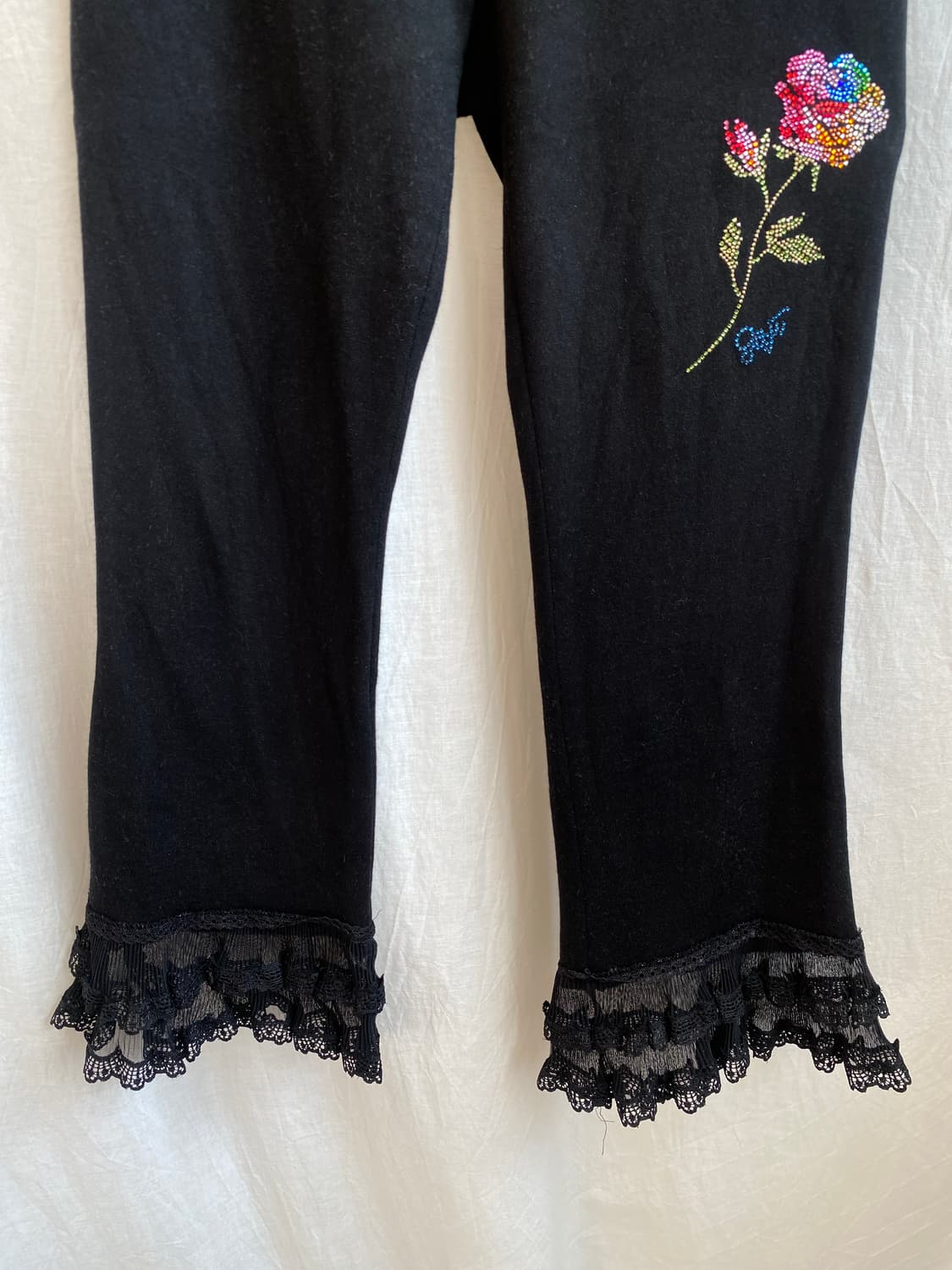 블랙 큐빅디테일 카프리팬츠(S) 상품이미지3