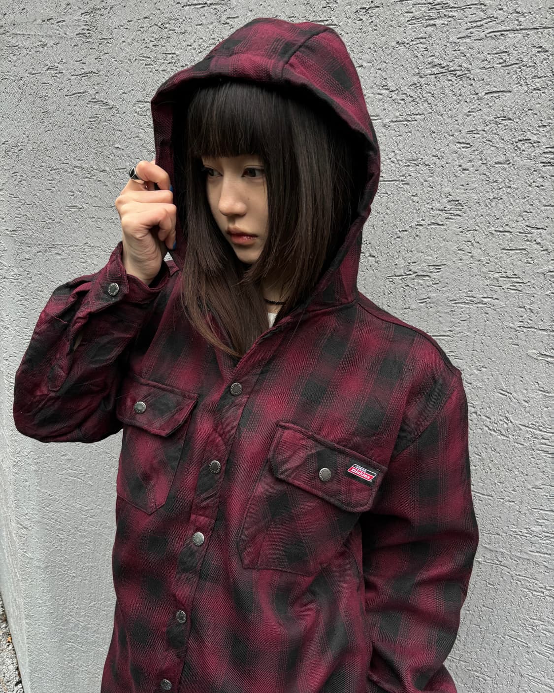 90s Dickies Plaid Hooded Shirt Jacket 상품이미지3